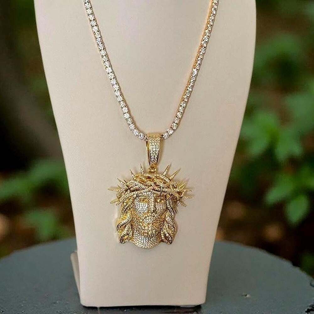 Jesus Pendant With tennis necklace cz